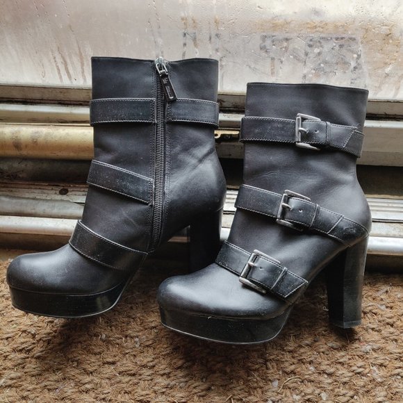 Marc Fisher Buckle Platform Boots - Picture 1 of 4